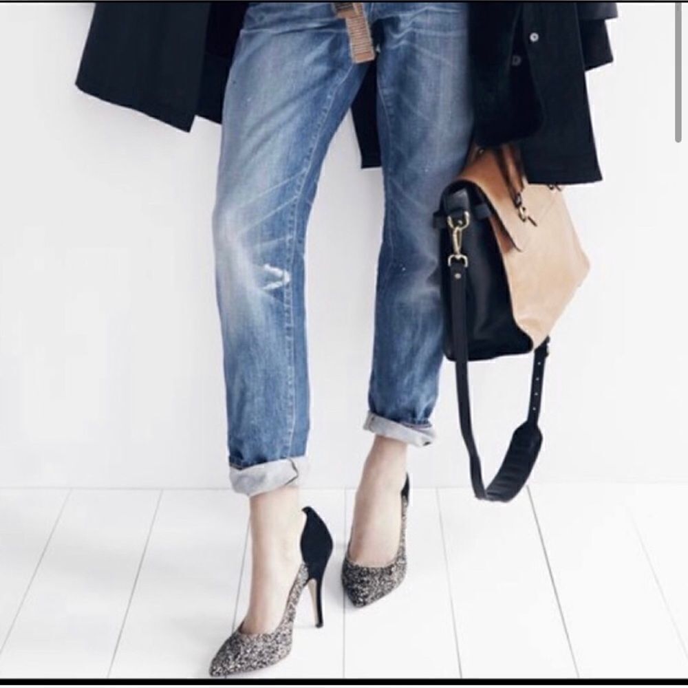 Madewell The Maddie speckled Calf leather Hair Heels sz 7